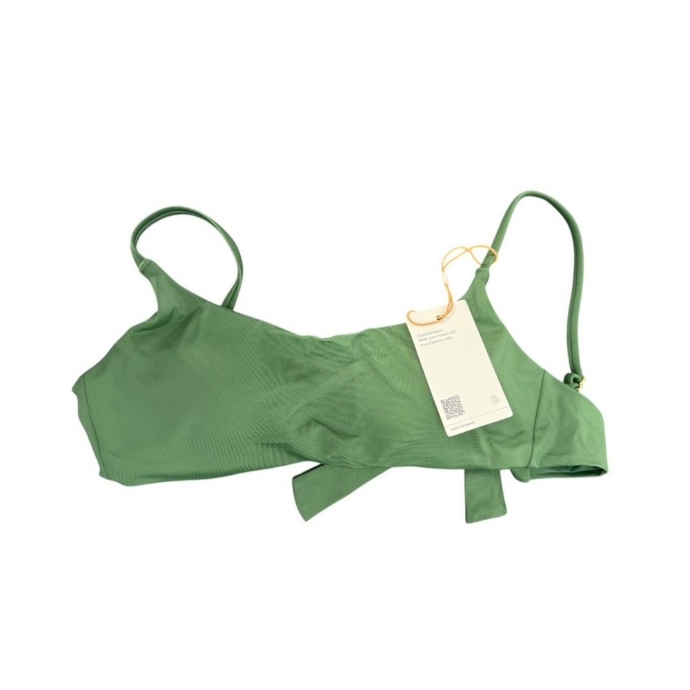 Quince NWT‎ Italian Matte Scoop Neck Bikini Top Palm Green Sustainable Size XS - Picture 6 of 9